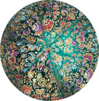Brocade Kippah: Green Teasle