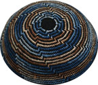 Knit Kippah: Navy Blue Maze