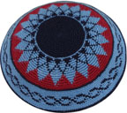 Knit Kippah: Blue & Red Star