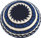 Knit Kippah: Round Blue