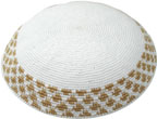 Knit Kippah: White & Gold