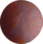 Raw Silk Kippah: Orange & Navy Blue