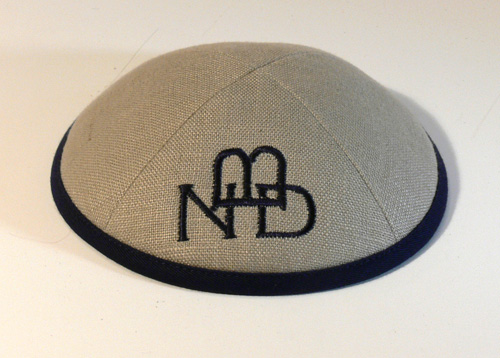 Beige Linen/Navy Cloth Border